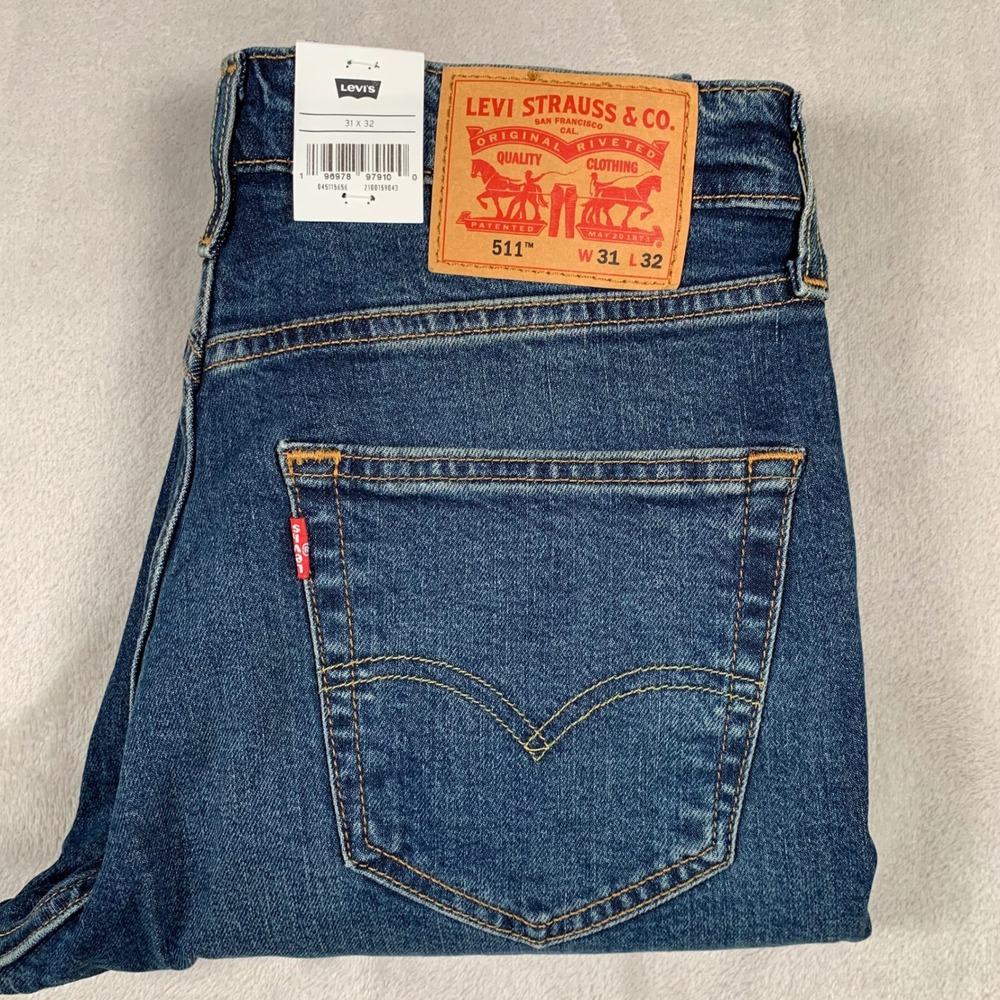 Levi's 511 Slim Jeans Mens 31x32 Blue Flex Eco Performance Stretch Denim NWT